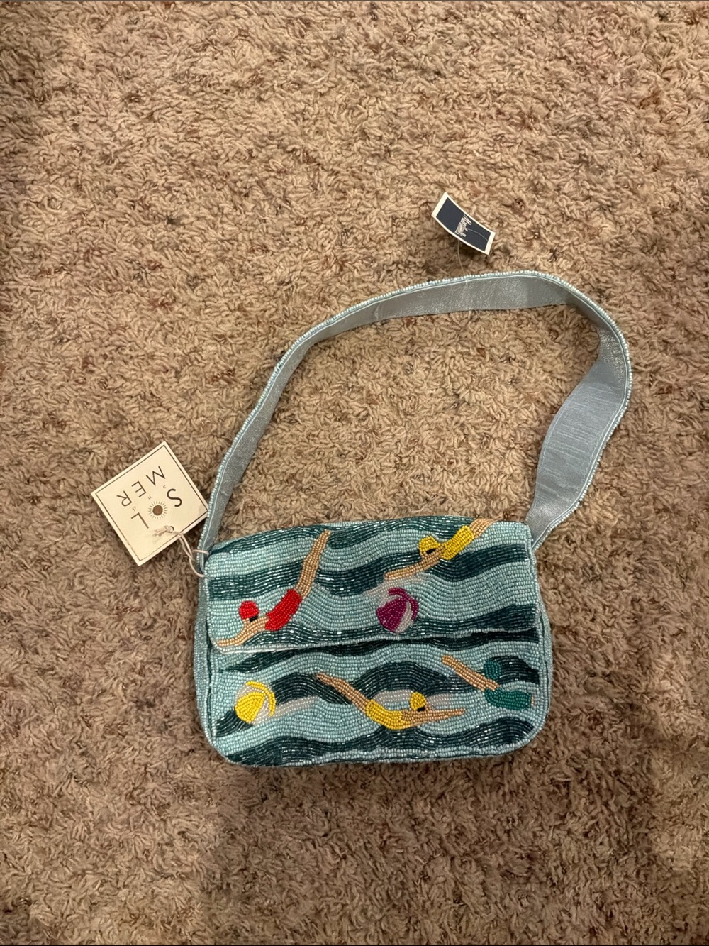 Woman Swimmer Beaded Purse